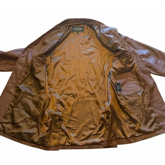 Overland Western 100% Leather Lambskin Blazer Jacket Men XL Soft Three Button